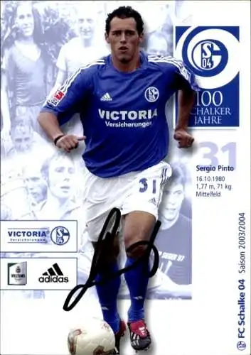 Autogrammkarte Fußballer Sergio Pinto, FC Schalke 04, Autogramm
