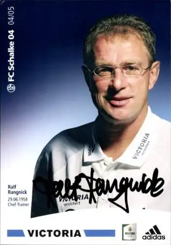 Autogrammkarte Cheftrainer Ralf Rangnick, FC Schalke 04, Autogramm