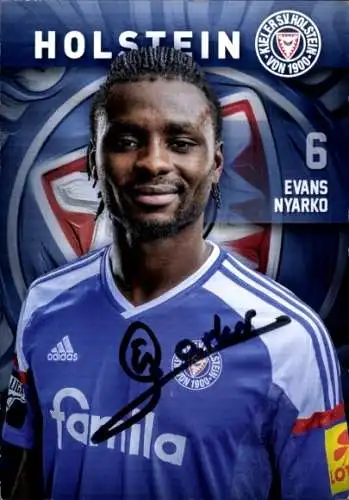 Autogrammkarte Fußballer Evans Nyarko, Holstein Kiel, Autogramm