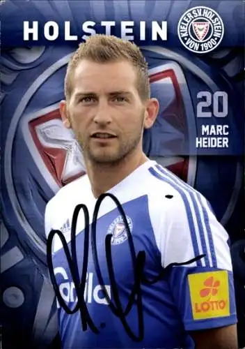 Autogrammkarte Fußballer Marc Heider, Holstein Kiel, Autogramm