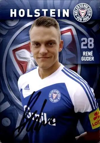 Autogrammkarte Fußballer René Guder, Holstein Kiel, Autogramm