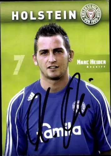 Autogrammkarte Fußballer Marc Heider, Holstein Kiel, Autogramm