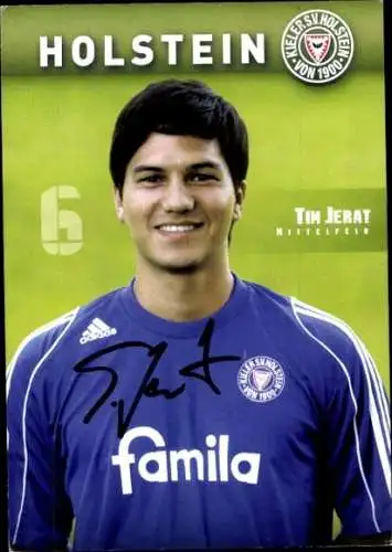 Autogrammkarte Fußballer Tim Jerat, Holstein Kiel, Autogramm