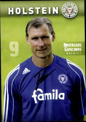 Autogrammkarte Fußballer Dimitrius Guscinas, Holstein Kiel, Autogramm