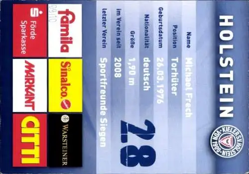 Autogrammkarte Fußballer Michael Frech, Holstein Kiel, Autogramm