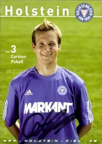 Autogrammkarte Fußballer Carsten Pukaß, Holstein Kiel, Autogramm