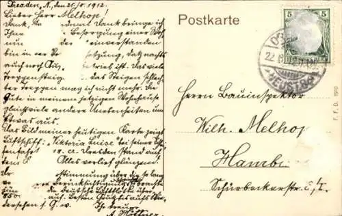 Ak Dresden Neustadt, Zeppelin im Flug über die Stadt