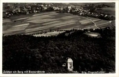 Ak Sobótka Zobten am Berge Schlesien, Fliegeraufnahme, Bismarckturm