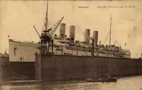 Ak Hamburg, Lustyacht Victoria Luise im Dock, HAPAG