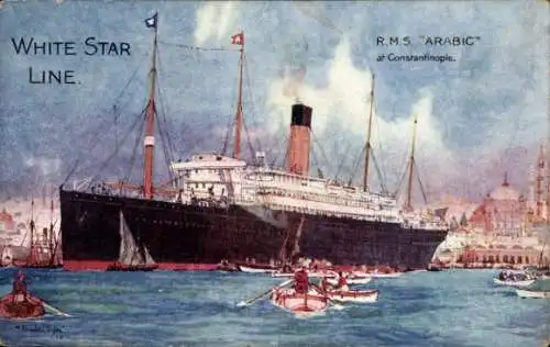 Künstler Ak Istanbul, Dampfer RMS Arabic, White Star Line