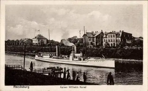 Ak Rendsburg in Schleswig Holstein, Kaiser-Wilhelm-Kanal, Torpedoboot, Depeschenboot SMS Sleipner