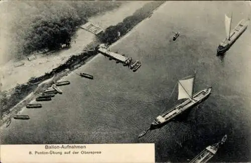 Ak Ponton-Übung auf der Oberspree, Ballon-Aufnahme