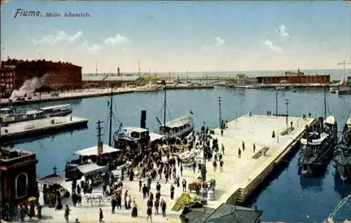 Ak Rijeka Fiume Kroatien, Molo Adamich, Schiffe, Hafen