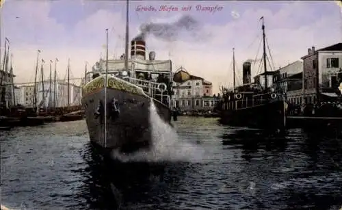 Ak Grado Friuli Venezia Giulia, Hafen, Dampfer