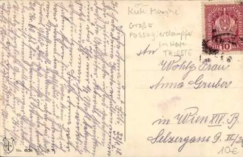 Ak Triest Friuli Venezia Giulia, Porto, Hafen, Dampfer vor Anker