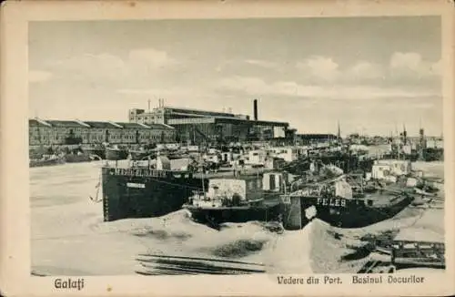 Ak Galați Galatz Rumänien, Hafen, Schiff Marie Elisabeth