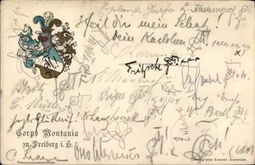 Studentika Ak Freiberg in Sachsen, Wappen Corps Montania
