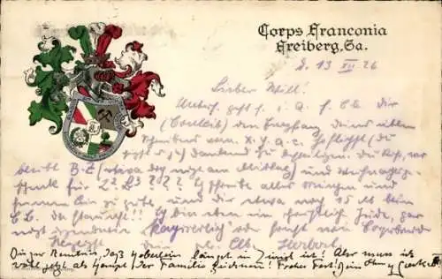 Studentika Ak Freiberg in Sachsen, Corps Franconia, Wappen