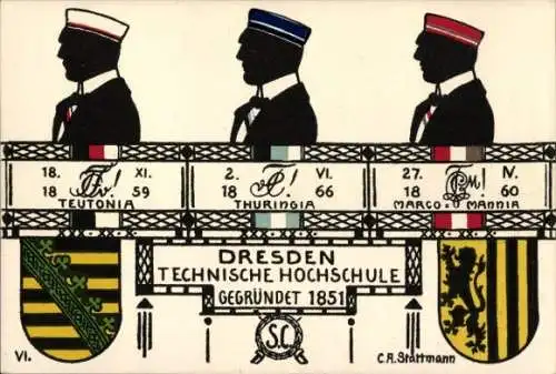 Studentika Ak Dresden, Technische Hochschule, Corps Teutonia, Thuringia, Marco-Mannia, Wappen