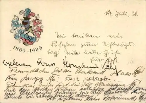Studentika Ak Karlsruhe in Baden, Wappen einer studentischen Verbindung, 1860-1935