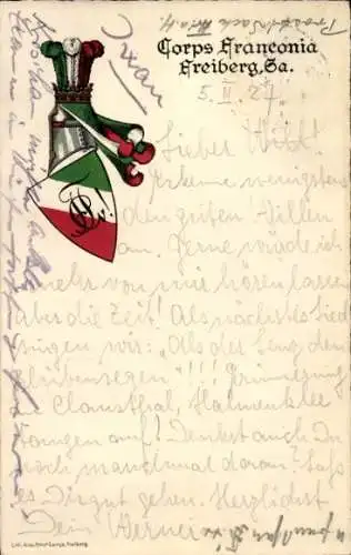 Studentika Ak Freiberg in Sachsen, Corps Franconia, Wappen, WSC