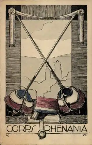 Studentika Ak Stuttgart, Corps Rhenania, Degen, WSC