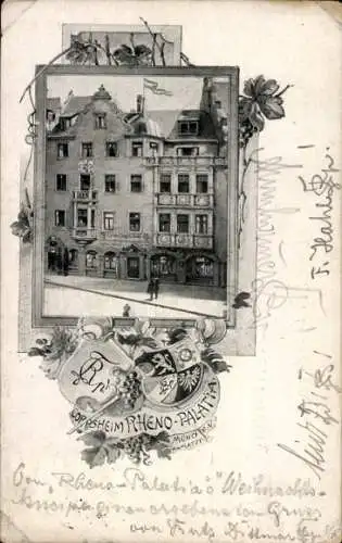 Studentika Ak München, Corps Rheno Palatia, Corpsheim am Platzl, Wappen, WSC