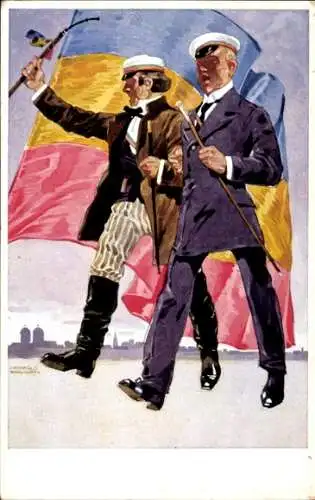 Künstler Ak Hohlwein, Ludwig, Zwei Studenten, München