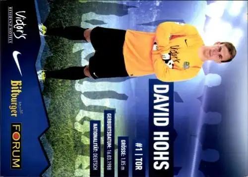 Autogrammkarte Fußballer David Hohs, 1. FC Saarbrücken, Autogramm