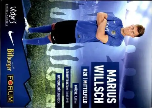 Autogrammkarte Fußballer Marius Willsch, 1. FC Saarbrücken, Autogramm