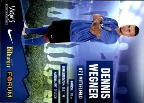 Autogrammkarte Fußballer Dennis Wegner, 1. FC Saarbrücken, Autogramm