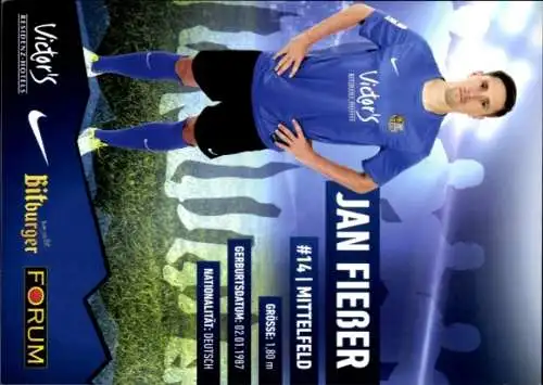 Autogrammkarte Fußballer Jan Fießer, 1. FC Saarbrücken, Autogramm