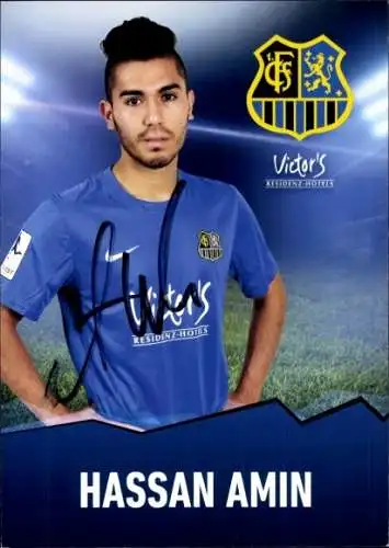 Autogrammkarte Fußballer Hassan Amin, 1. FC Saarbrücken, Autogramm