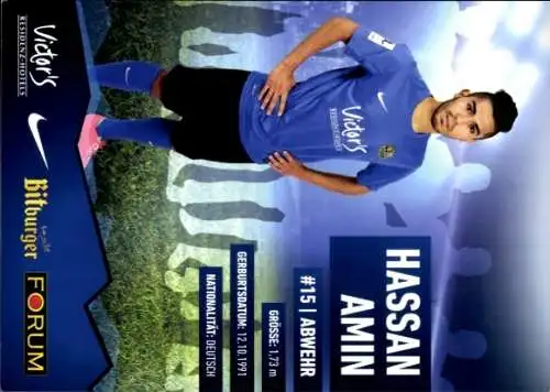 Autogrammkarte Fußballer Hassan Amin, 1. FC Saarbrücken, Autogramm