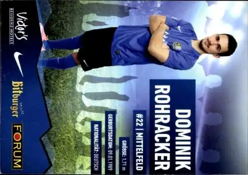 Autogrammkarte Fußballer Dominik Rohracker, 1. FC Saarbrücken, Autogramm