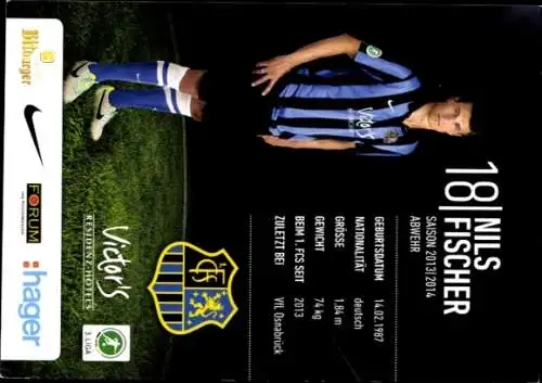 Autogrammkarte Fußballer Nils Fischer, 1. FC Saarbrücken, Autogramm