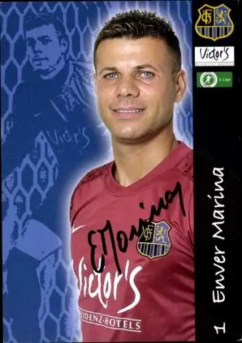 Autogrammkarte Fußballer Enver Marina, 1. FC Saarbrücken, Autogramm