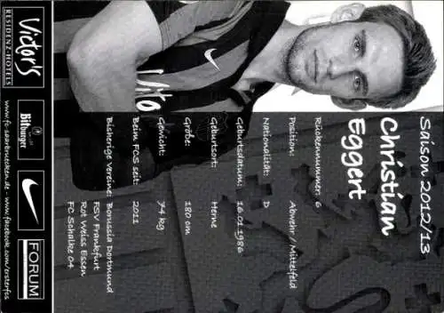 Autogrammkarte Fußballer Christian Eggert, 1. FC Saarbrücken, Autogramm