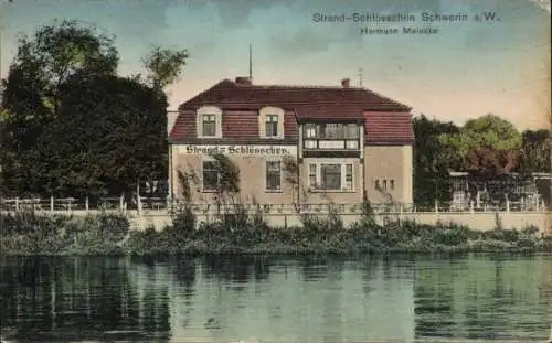 Ak Skwierzyna Schwerin an der Warthe Ostbrandenburg, Strand-Schlösschen, Inh. Hermann Meincke