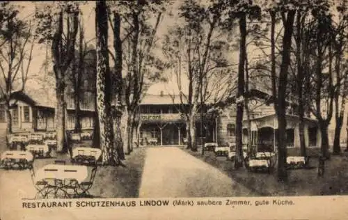 Ak Lindow in der Mark, Restaurant Schützenhaus, Garten