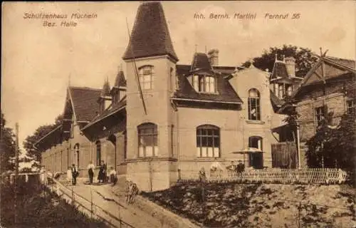 Ak Mücheln im Saalekreis, Schützenhaus, Inh. Bernh. Martini
