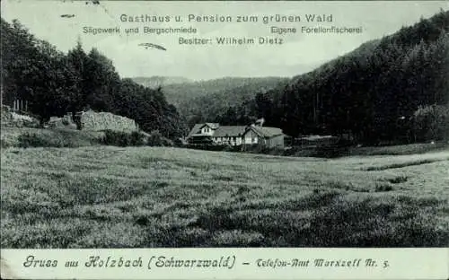 Ak Holzbach im Hunsrück, Gasthof und Pension zum grünen Wald