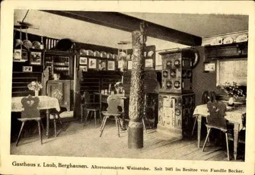 Ak Berghausen Pfinztal am Kraichgau, Gasthaus zum Laub, Familie Becker
