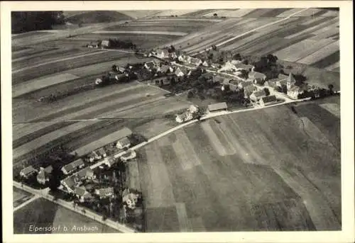 Ak Elpersdorf bei Ansbach Mittelfranken, Luftaufnahme von Elpersdorf, landwirtschaftliche Felder,