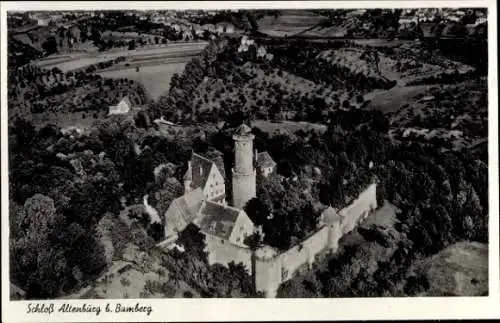 Ak Bamberg in Oberfranken, Altenburg, Fliegeraufnahme, Schloss, Café, Restaurant