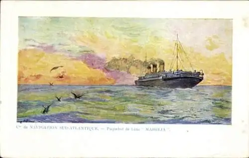 Künstler Ak Paquebot de Luxe Massilia, Compagnie de Navigation Sud-Atlantique