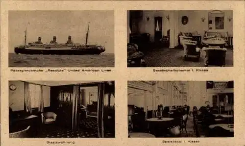 Ak Hansestadt Bremen, Passagierdampfer Resolute, United American Lines, AG Weser