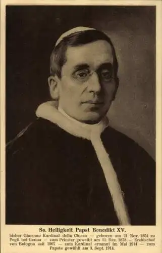 Ak Papst Benedikt XV., Portrait