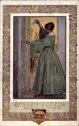 Passepartout Lied Ak Floriangasse 39, Frau nimmt von ihrem Freund Abschied