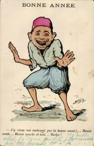 Künstler Ak Glückwunsch Neujahr, Junger Araber, Maghreb